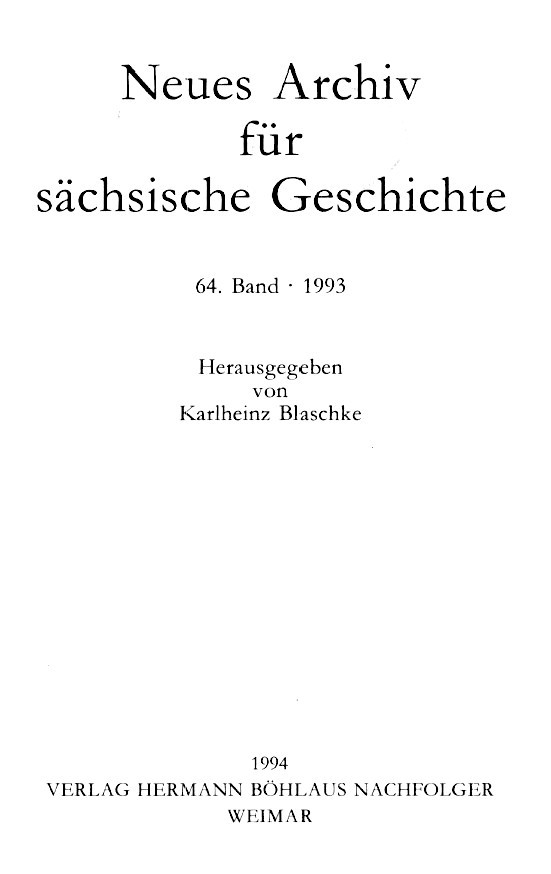 Cover des Neuen Archivs für sächsische Geschichte
